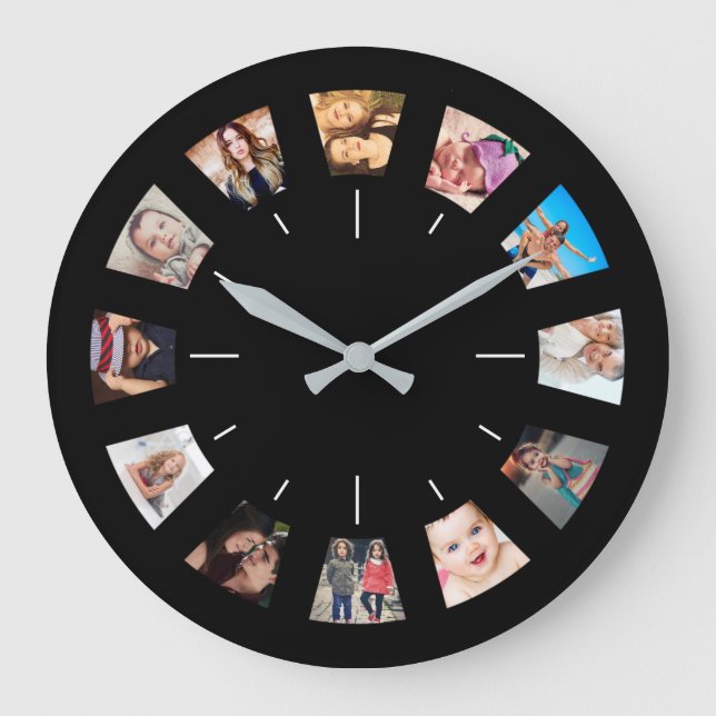 Grande Horloge Ronde Créez votre propre collection photo personnalisée  (Recto)