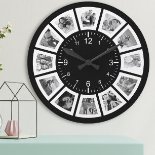 Grande Horloge Ronde Créez votre propre famille de collage photo person
