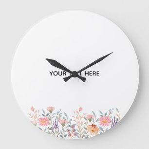 Grande Horloge Ronde Créez Votre Propre Floral