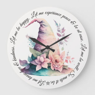Grande Horloge Ronde Créez votre propre Pastel Rainbow Witch Casquettes