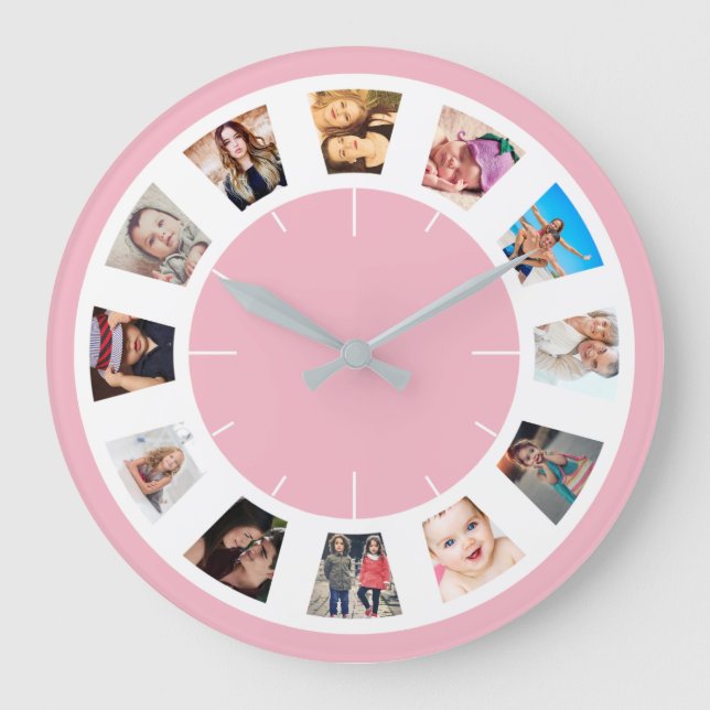 Grande Horloge Ronde Créez votre propre personnalisation 12 Photo Colla (Recto)