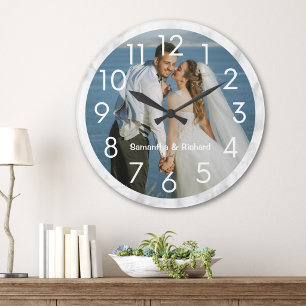 Grande Horloge Ronde Créez votre propre photo de couple personnalisée