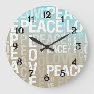 Grande Horloge Ronde Crème Love Peace Aqua Ombre