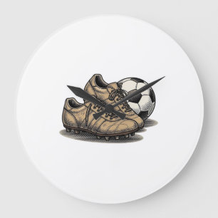 Grande Horloge Ronde Crépuscule Chaussures De Football Et Conception De