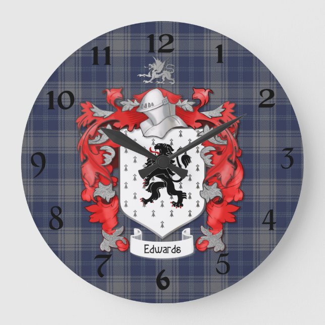 Grande Horloge Ronde Crête de famille d'Edwards - Pays de Galles (Recto)