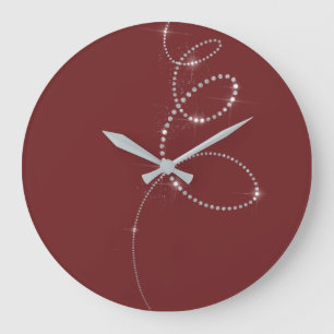 Grande Horloge Ronde Cristaux Turquoises de Bourgogne Gris Infinity Dia