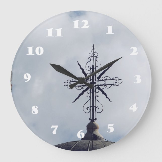 Grande Horloge Ronde Croiser dans l'horloge murale du ciel (Recto)
