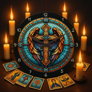 Grande Horloge Ronde Croix ailée céleste