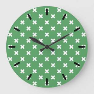 Grande Horloge Ronde Croix blanche sur le vert