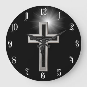 Grande Horloge Ronde Croix chrétienne