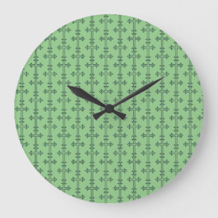 Grande Horloge Ronde Croix Chrétienne Classique Art Minimaliste Fin