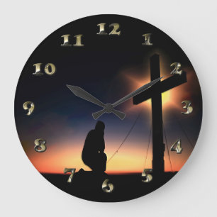 Grande Horloge Ronde Croix de crucifixion Jésus Christ