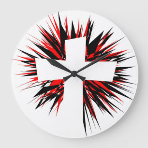 GRANDE HORLOGE RONDE CROIX DE DÉBUT BLANC
