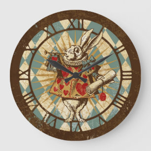Grande Horloge Ronde Cru blanc Alice de lapin