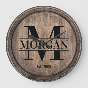 Grande Horloge Ronde Cru de monogramme de la Réunion de famille de nom