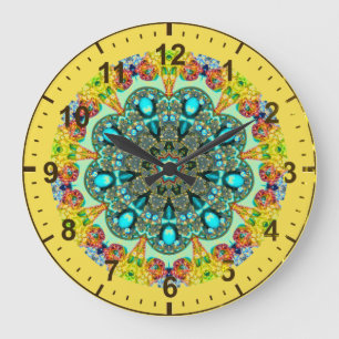Grande Horloge Ronde Crystal and Turquoise Fractal
