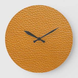 Grande Horloge Ronde Cuir Brown, Arrière - plan de texture de fermeture