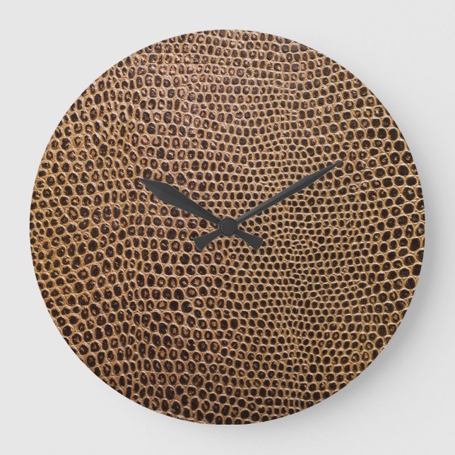Grande Horloge Ronde Cuir foncé : Élégant Arrière - plan simple (Recto)