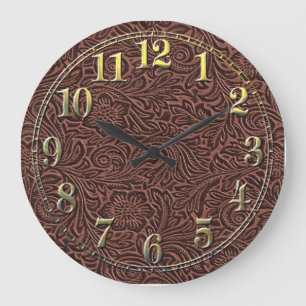 Grande Horloge Ronde Cuir usiné