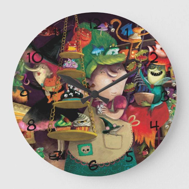 Grande Horloge Ronde Cuisine de sorcières de Halloween (Recto)
