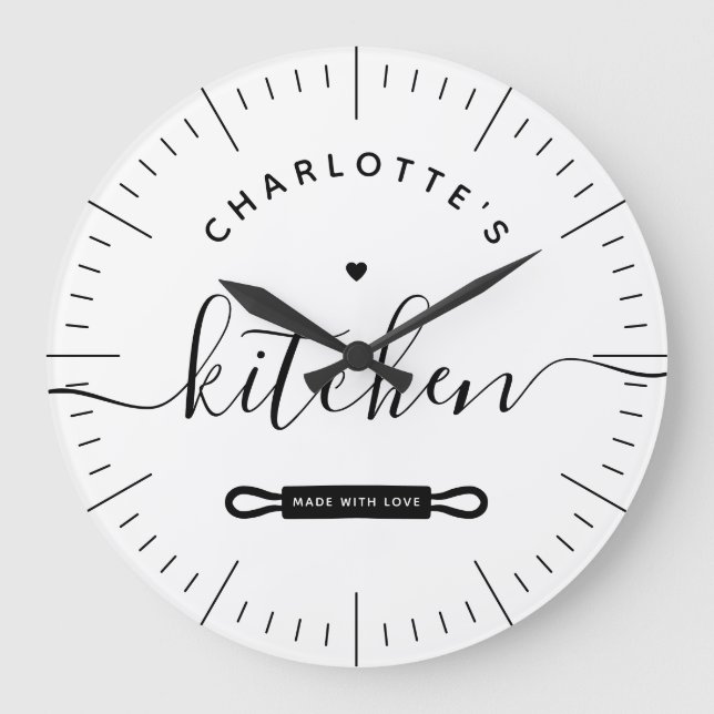 Grande Horloge Ronde Cuisine Faite Avec L'Amour Blanc Moderne (Recto)
