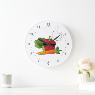 Grande Horloge Ronde Cuisine Légume Rockin