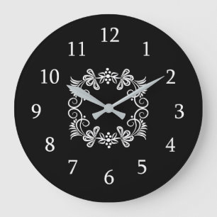 Grande Horloge Ronde Cuisine Noire Et Blanche