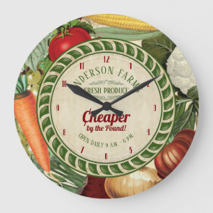 Grande Horloge Ronde Cuisine personnalisée à base de produits Vintages