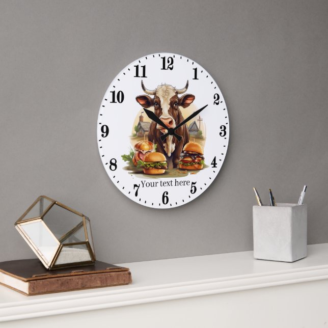 Grande Horloge Ronde cuisine pour les amateurs de vache mignonne (Bureau)