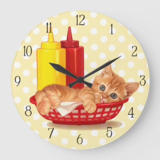 Grande Horloge Ronde Cuisine rétro affamée