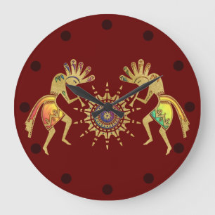 Grande Horloge Ronde Culture amérindienne - Sun Dancing Kokopelli 3