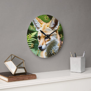 Grande Horloge Ronde Cunning Fennec Fox,