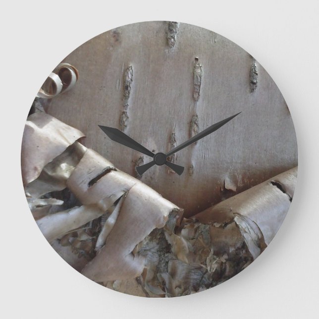 Grande Horloge Ronde Curly Birch Bark Tree Rustic (Recto)