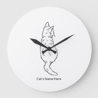 Grande Horloge Ronde Custom Cat Name Wall Clock