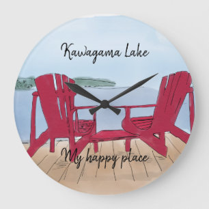 Grande Horloge Ronde Custom Lake View ""My Happy Place