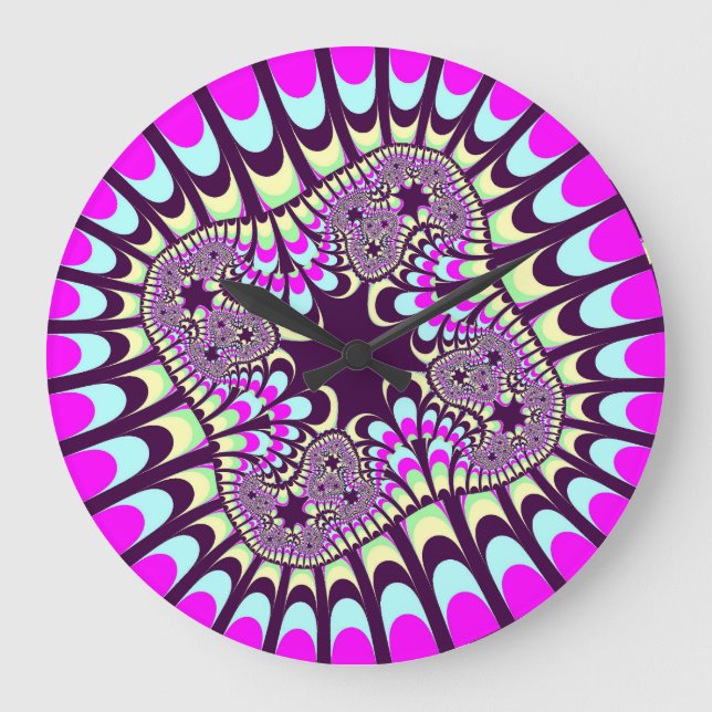Grande Horloge Ronde Custom Paint Flower Wall Clock (Recto)