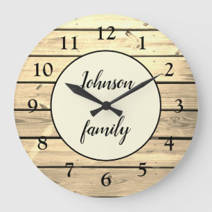 Grande Horloge Ronde Custom Rustic Elegant Light Wood Family