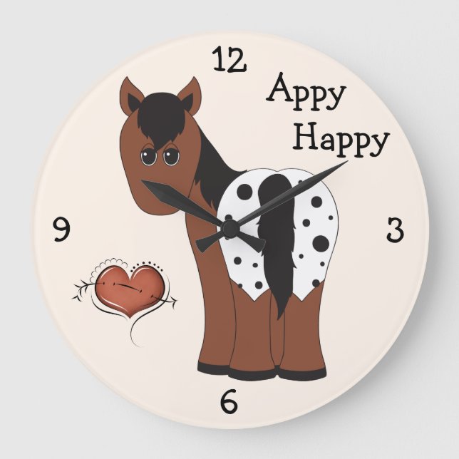Grande Horloge Ronde Cute Appy Happy Blanket Appaloosa Horse (Recto)