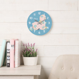 Grande Horloge Ronde Cute Baby Llama