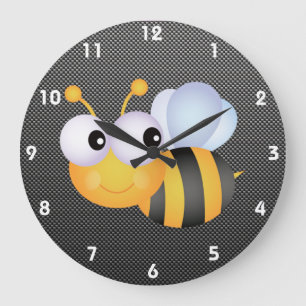 Grande Horloge Ronde Cute Bee; Sleek