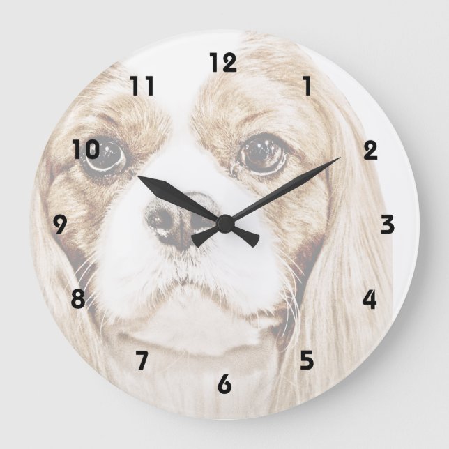 Grande Horloge Ronde Cute Cavalier King Charles Spaniel (Recto)