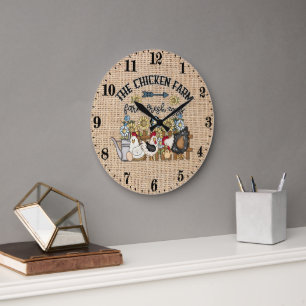 Grande Horloge Ronde cute Country chicken farm fresh eggs