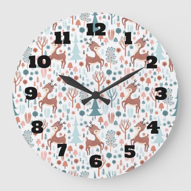 Grande Horloge Ronde Cute Deer (Recto)