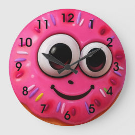 Grande Horloge Ronde Cute Donut Kids Watch with Googly Eyes