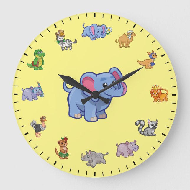 Grande Horloge Ronde Cute Dressed Animals Themed (Recto)