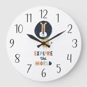 Grande Horloge Ronde Cute Exploration Lion