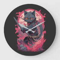 Cute Fire Splash Noir Ninja Chat Guerrier