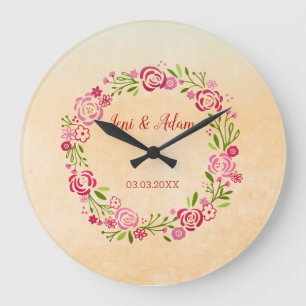 Grande Horloge Ronde Cute Floral