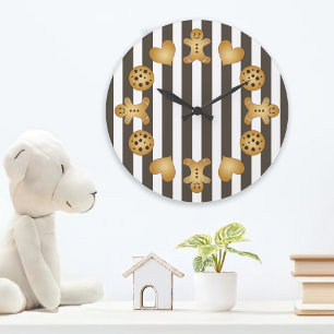 Grande Horloge Ronde Cute Gingerbread Homme Cookie