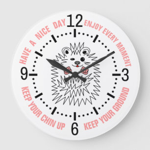 Grande Horloge Ronde Cute Hedgehog. Keep Your Chin Up ! Inspiration